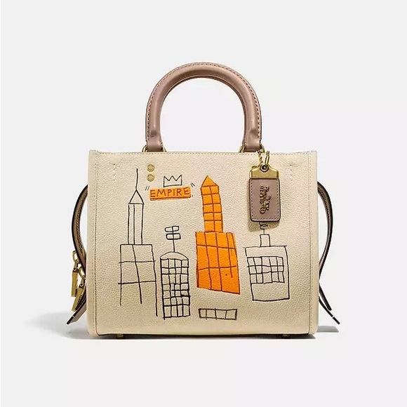 New Coach X Jean Michel Basquiat Rogue 25 Ivory with Charm, Card Case & Wristlet - Picture 10 of 12